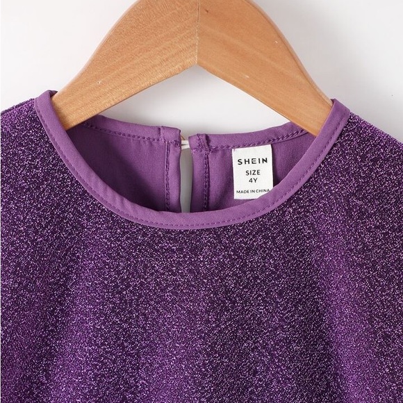 Young Girls Mesh Insert Layered Sleeve Party Dress - Picture 3 of 8